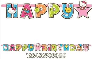 Amscan Dainty Hello Kitty Balloon Dreams Jumbo Add-an-Age Birthday Party Letter Banner Decoration (1 Piece), 10.5' x 10", Multicolor