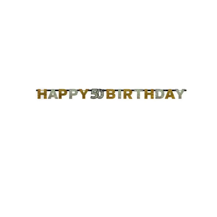 50th Sparkling Celebration Happy Birthday Banner