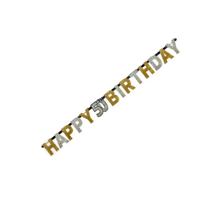 50th Sparkling Celebration Happy Birthday Banner - Image 2