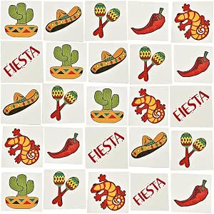 Fun Express Mexican Fiesta Temporary Tattoos - 72 ct