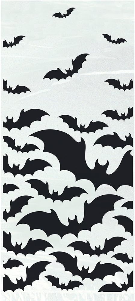 Unique Party 77059 - Cellophane Black Bats Halloween Party Bags, Pack of 20