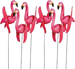 OTC - Mini Pink Flamingoes Whirly-gig Twirling Wings Lawn Ornaments (1-Pack of 6)