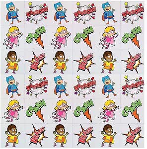 Fun Express Superhero Temporary Tattoos - 72 Piece Pack
