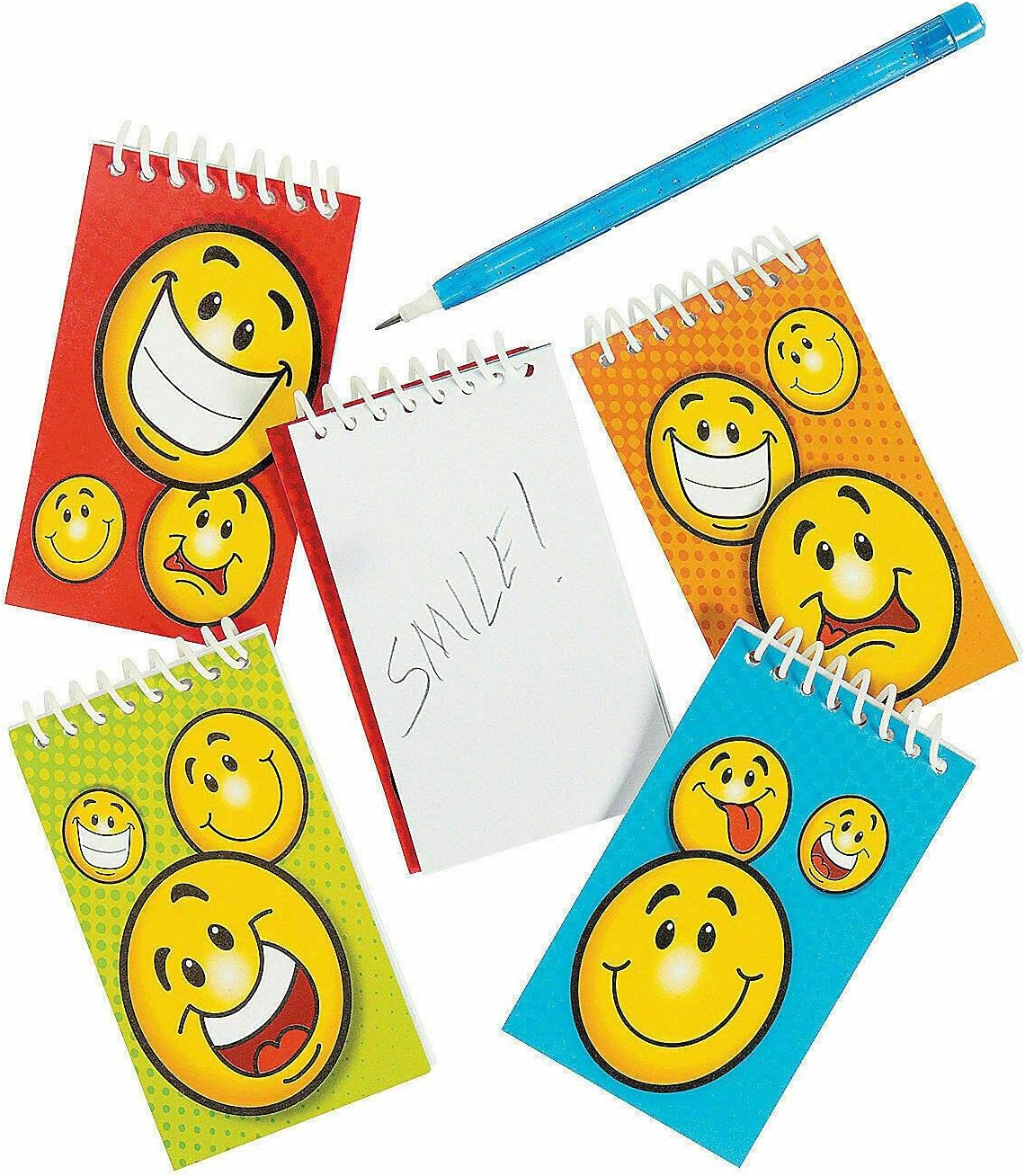 Emoji Party Mini Notepads Smiley Face Spiral Note Pads Favours Pk of 4