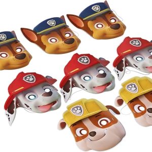 Amazing Paw Patrol Birthday Party Paper Masks Wearable Favours (8 Pack), Multi Color, 9 1/2" - 12".