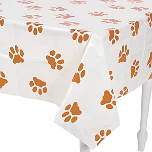 Fun Express - Puppy Pawprint Plastic Tablecover for Birthday - Party Supplies - Table Covers - Print Table Covers - Birthday - 1 Piece