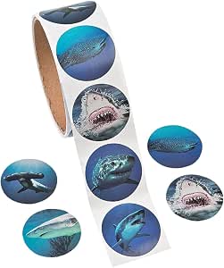 Photo Realistic Shark Stickers - 100 Stickers Per Roll, Shrink-Wrapped