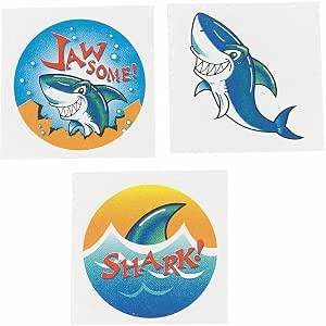 72 Shark Temporary Tattoos Approx. 3.8cm New