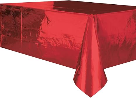 Unique Rectangular Plastic Table Cover, Metallic Red, 137cm x 274cm (54" x 10