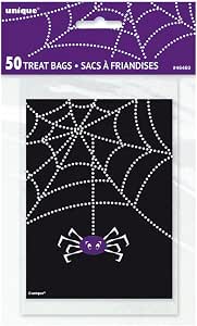 (1, Original Packaging) - Unique Party Spider Web Halloween Treat Bags, Pack of 50