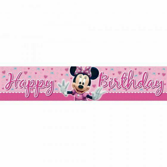 MINNIE MOUSE HAPPY BIRTHDAY GIANT PLASTIC BANNER WALL DECORATIONS