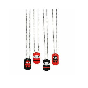 NINJA PARTY Metal Dog Tag Necklace Pack of 4 Gift