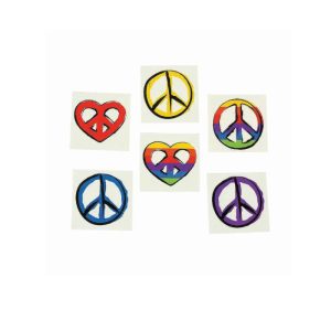 PEACE SIGN TATTOOS HIPPIE PARTY Temporary Tattoo Favour Pack of 36