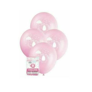 PINK ELEPHANT UMBRELLA GIRL BABY SHOWER PARTY SUPPLIES 8pk LATEX BALLOONS