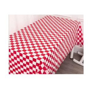 Red Gingham Check Plastic Table Cover