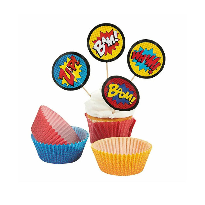 Superhero Cupcake Liners with Picks